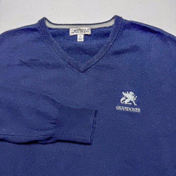 Peter Millar Sweater Mens XL Blue Wool Silk Blend Grandover Resort Golf Preppy‎ - Picture 1 of 13